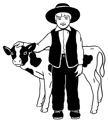 Boy and cow drawing